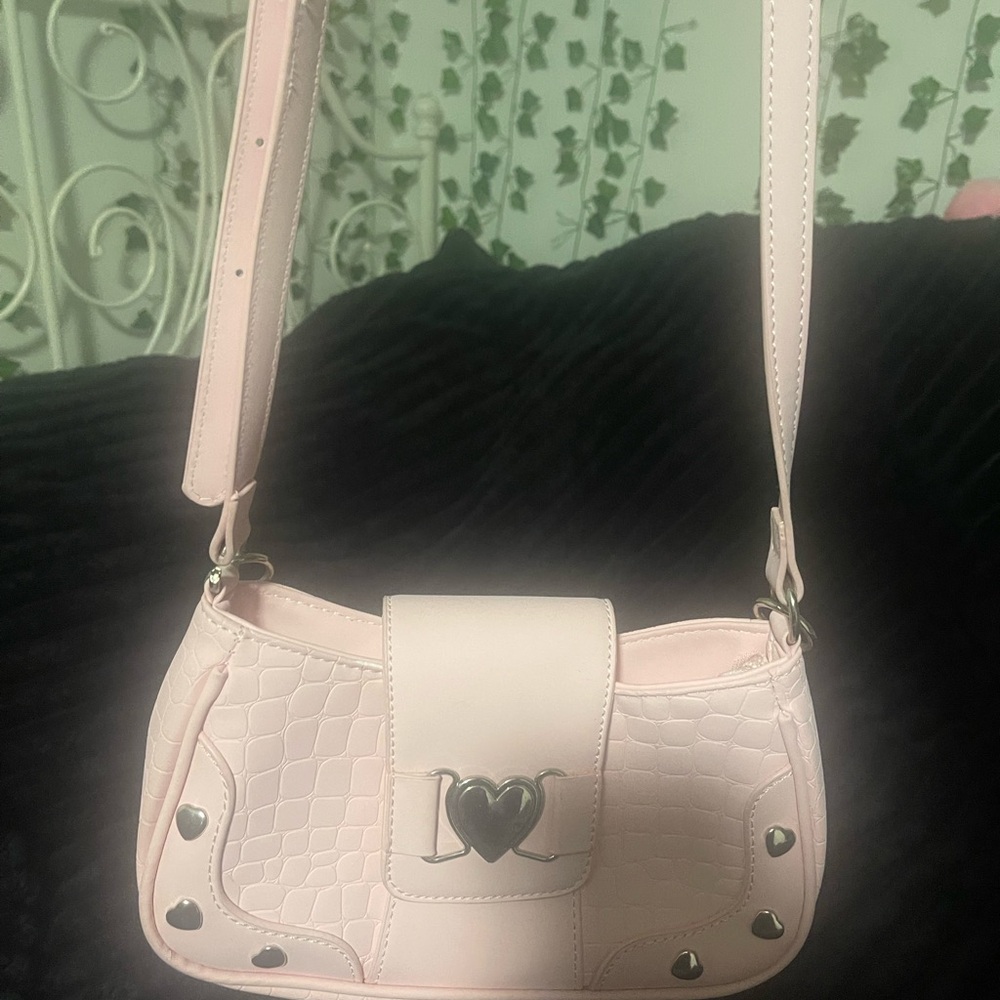 Pink Heart-Embellished Women's Bag